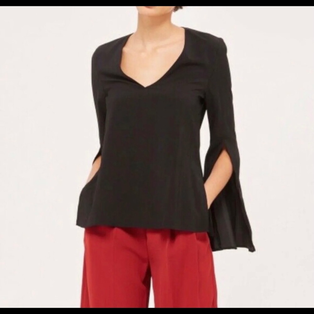 TOPSHOP v neck bell slit sleeves -side vents 8